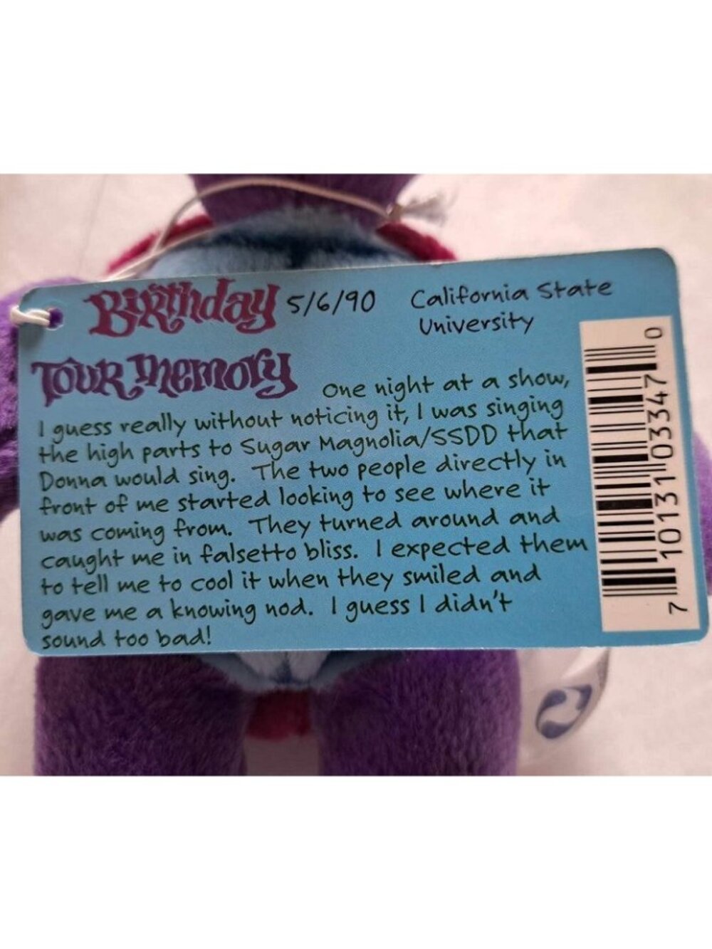 Grateful Dead Bean Beanie Bear Aiko Turtle Limited Edition Purple Plush Doll NWT - Picture 3 of 3